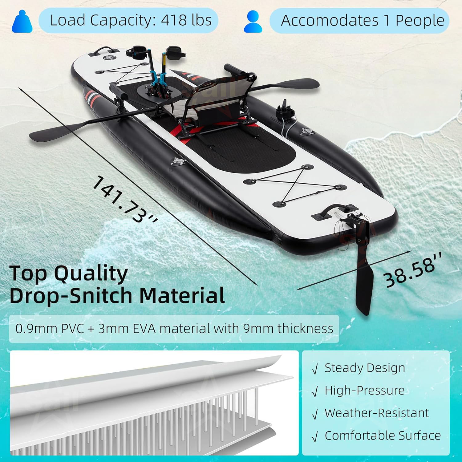 Высококачественный надувной пе – обзор и цена Fishing Kayak Pedal Drive
