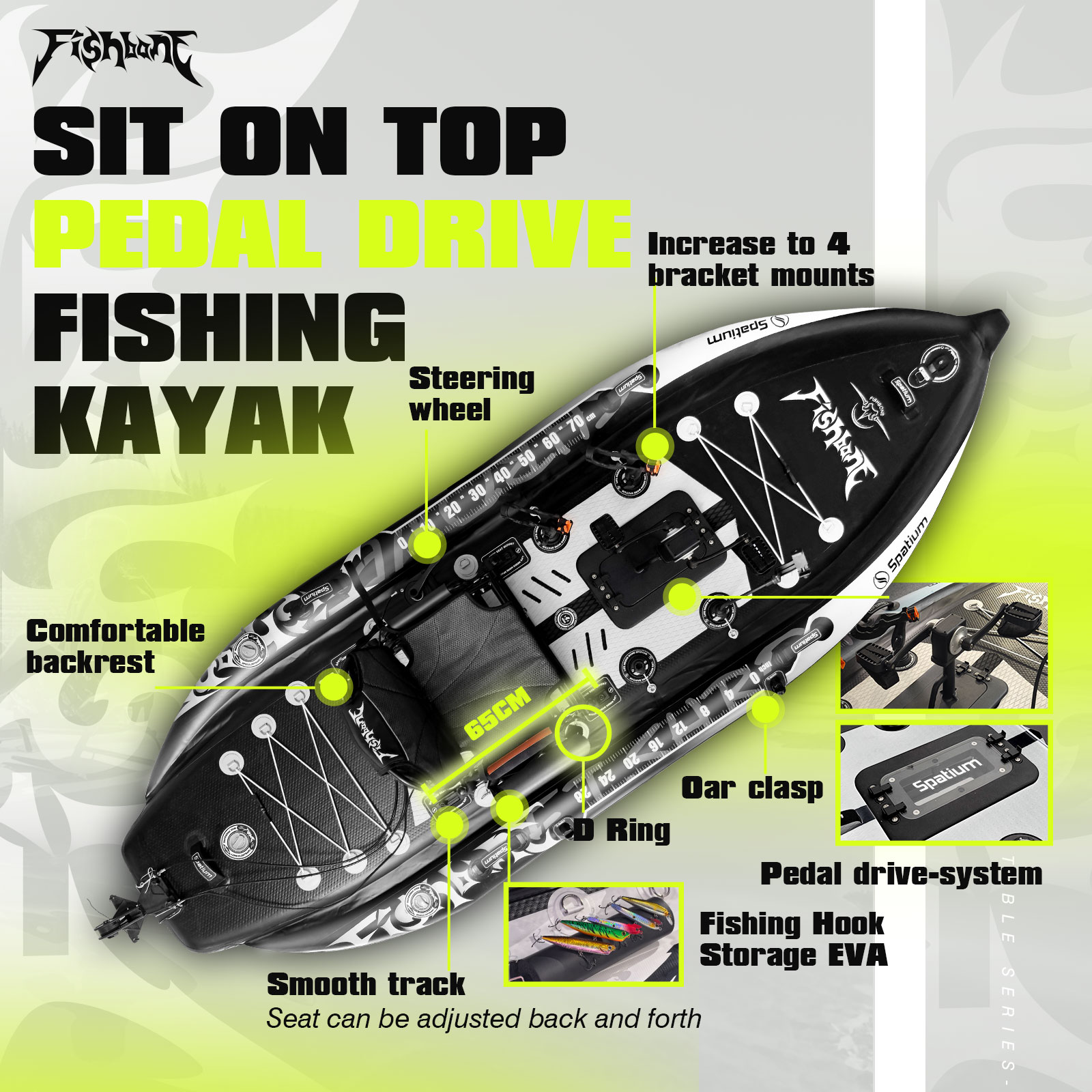 Рыболовный каяк Spatium с педа – обзор и цена Fishing Kayak Sit On Top